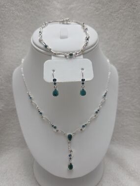 Vintage Avon May Birthstone Swirl "Y" Necklace/Bracelet & Earring Set